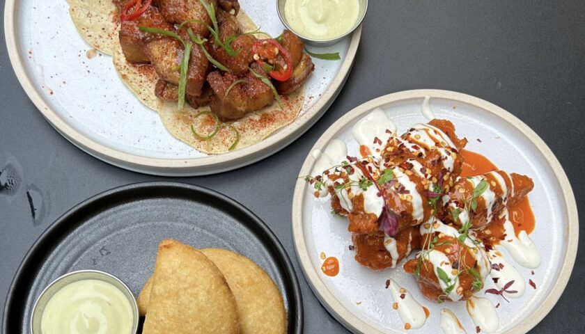 Three dishes at El Pollote