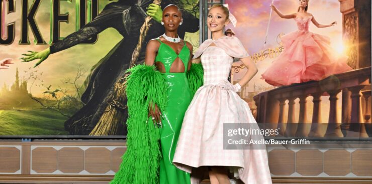 LOS ANGELES, CALIFORNIA - NOVEMBER 09: Cynthia Erivo and Ariana Grande attend the Los Angeles Premiere of Universal Pictures "Wicked" at Dorothy Chandler Pavilion on November 09, 2024 in Los Angeles, California. (Photo by Axelle/Bauer-Griffin/FilmMagic)